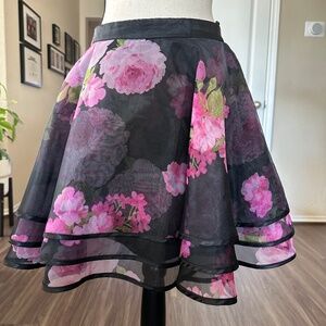 B Darlin Floral Skirt Only Black and Pink Size 7/8